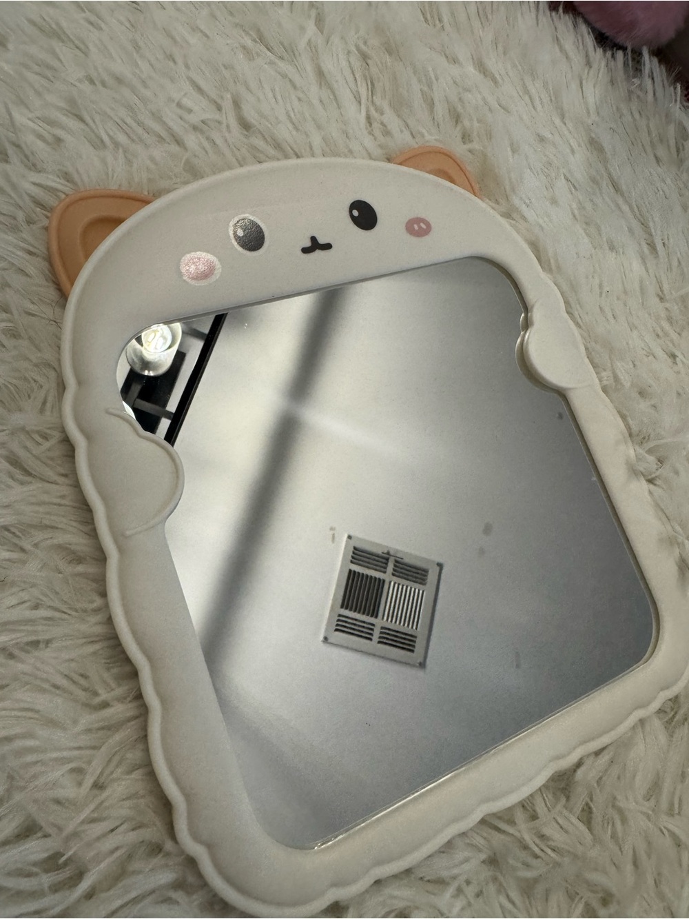 Cute cat standing Frame Vanity Mirror - Cream with Peach Ears